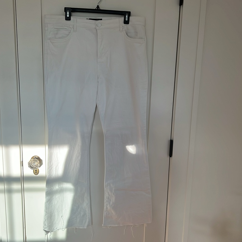 🕶️Kut from the Kloth Stella High Rise Fab Ab Flare Size 16 Optic White - Picture 6 of 9